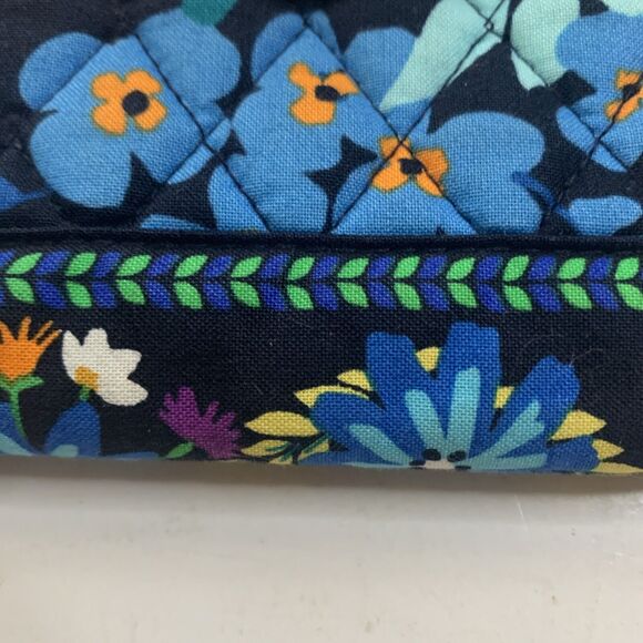 Vera Bradley Turn Lock Wallet Navy with Floral Tones Zippers - Picture 3 of 10
